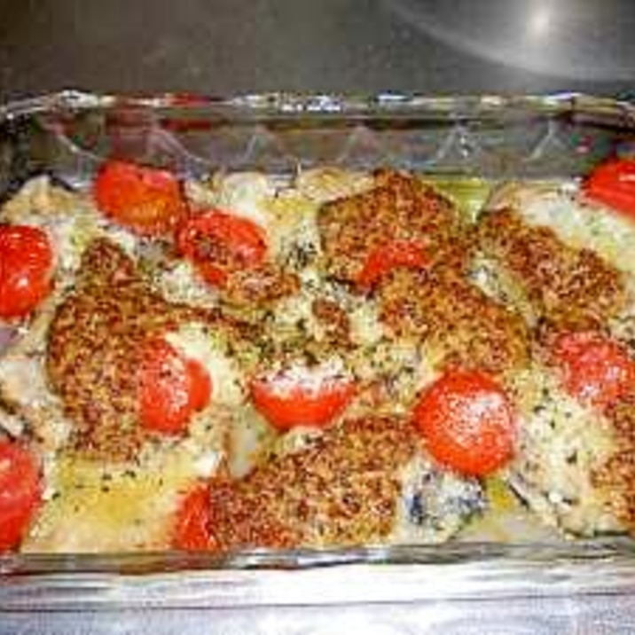 牡蠣とミニトマトのパン粉焼き